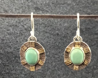 Turquoise earrings, silver and gold earrings, daily wear earrings