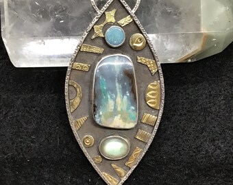 Opal necklace, gemstone necklace, opal pendant