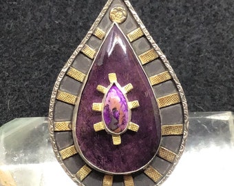 Purpurite and Sugilite ring, purple ring, Statement ring