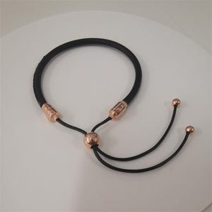 pandora black leather and rose gold slider bracelet