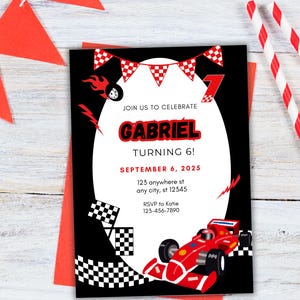 Race Car Birthday Invitation: Editable Canva Template (5x7 Digital Download