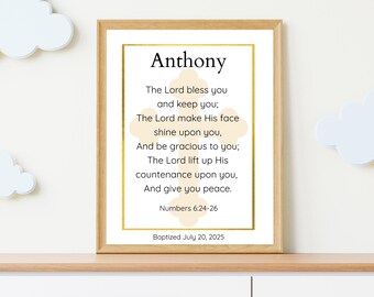 Impresión personalizada de cruz de bautismo: decoración cristiana editable para habitación infantil (descarga digital Canva de 8 x 10 pulgadas)