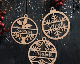 Personalized Birch Plywood Christmas Ornament: Custom Engraved Holiday Keepsake