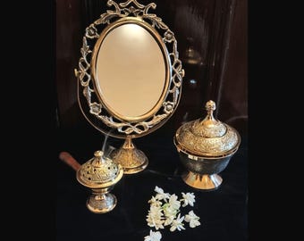 BVLGARI Vintage Vanity Mirror, BULGARI Gold Tone Circular Compact