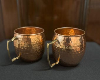 Handcrafted Copper Moscow Mule Mugs: Ayurveda Wellness Set of 2