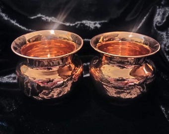Handmade Copper Kalash Lota Pair | Traditional Hindu Puja Vessel, Temple Decor