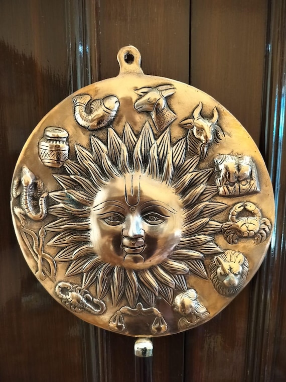 Copper Sun God Zodiac Wall Hanging: Spiritual Vastu Art - Etsy