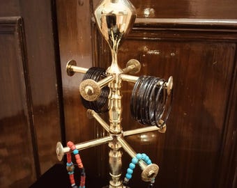 15 Inch Solid Brass Jewelry Stand – Bracelet Bangle Organizer – Vintage Vanity Decor