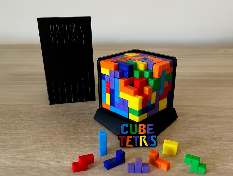Cube Blocks Puzzle 3D Printed – Colorful Geometric Brain Teaser Toy ...