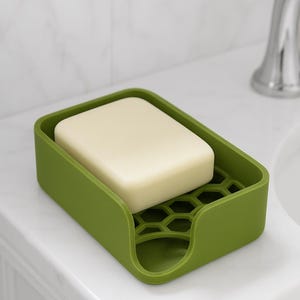Soap Dish with Drainage, Soap Holder, Minimalist Bathroom Soap Tray, Modern Self-Draining Bar Holder