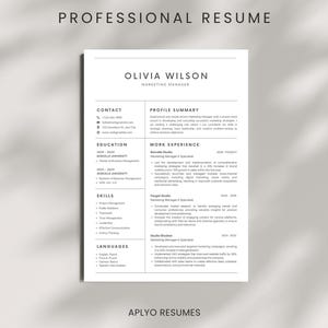 Professional Resume Template + Cover Letter | ATS Friendly CV | Microsoft Word | Modern Resume for Job Application