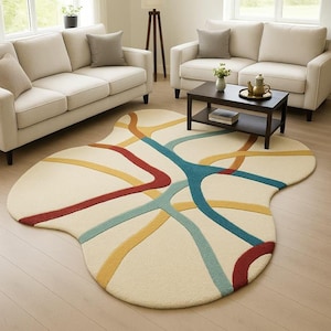 Irregular Hand Tufted Rugs 100% Wool Area Rugs | Bedroom Rugs, Living Room Rugs, Kid&#39;s Room Rugs, Office Room Rugs | 5x8 rugs, 6x9 rugs |