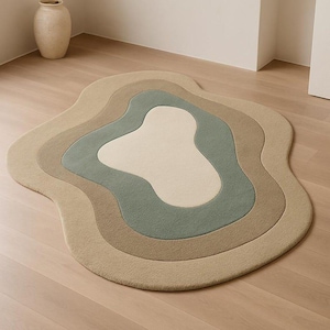 Beige Irregular Hand Tufted Rugs 100% Wool Area Rugs | Bedroom Rugs, Living Room Rugs, Kid&#39;s Room Rugs, Office Room Rugs | 5x8 rugs, 6x9 rug