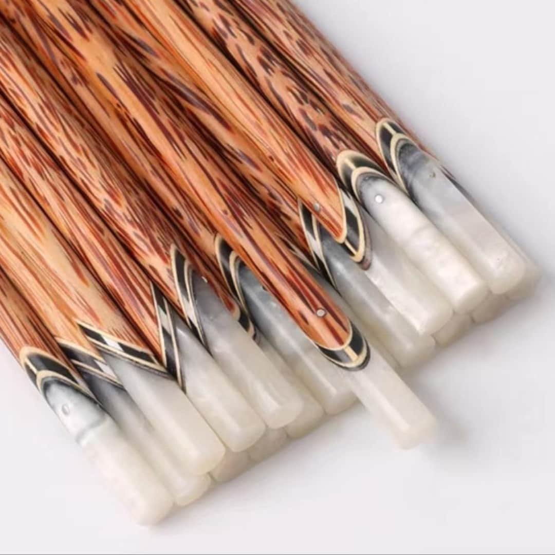 Handmade Coconut Wood Chopsticks with Shell Inlay – Non-Slip, Eco-Friendly, Reusable Wooden Utensils