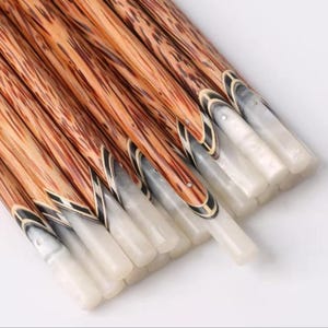Handmade Coconut Wood Chopsticks with Shell Inlay – Non-Slip, Eco-Friendly, Reusable Wooden Utensils