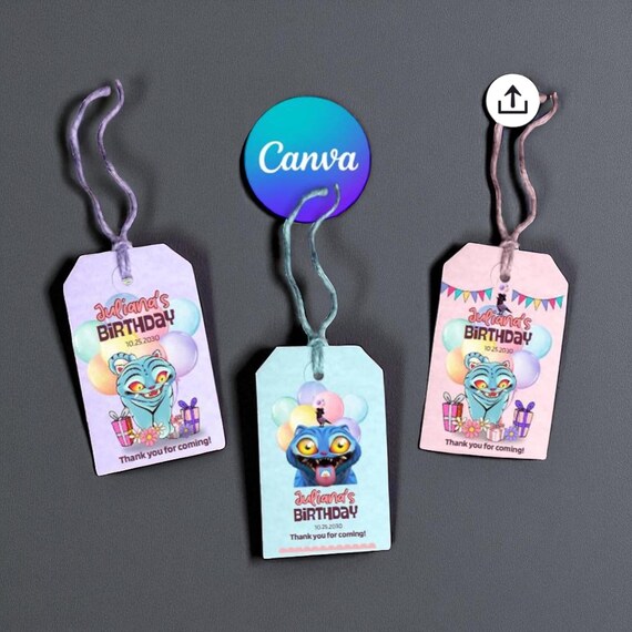 Kpop Demon Hunters Gift Tags – Derpy Birthday Party Favors (Editable Canva Template)