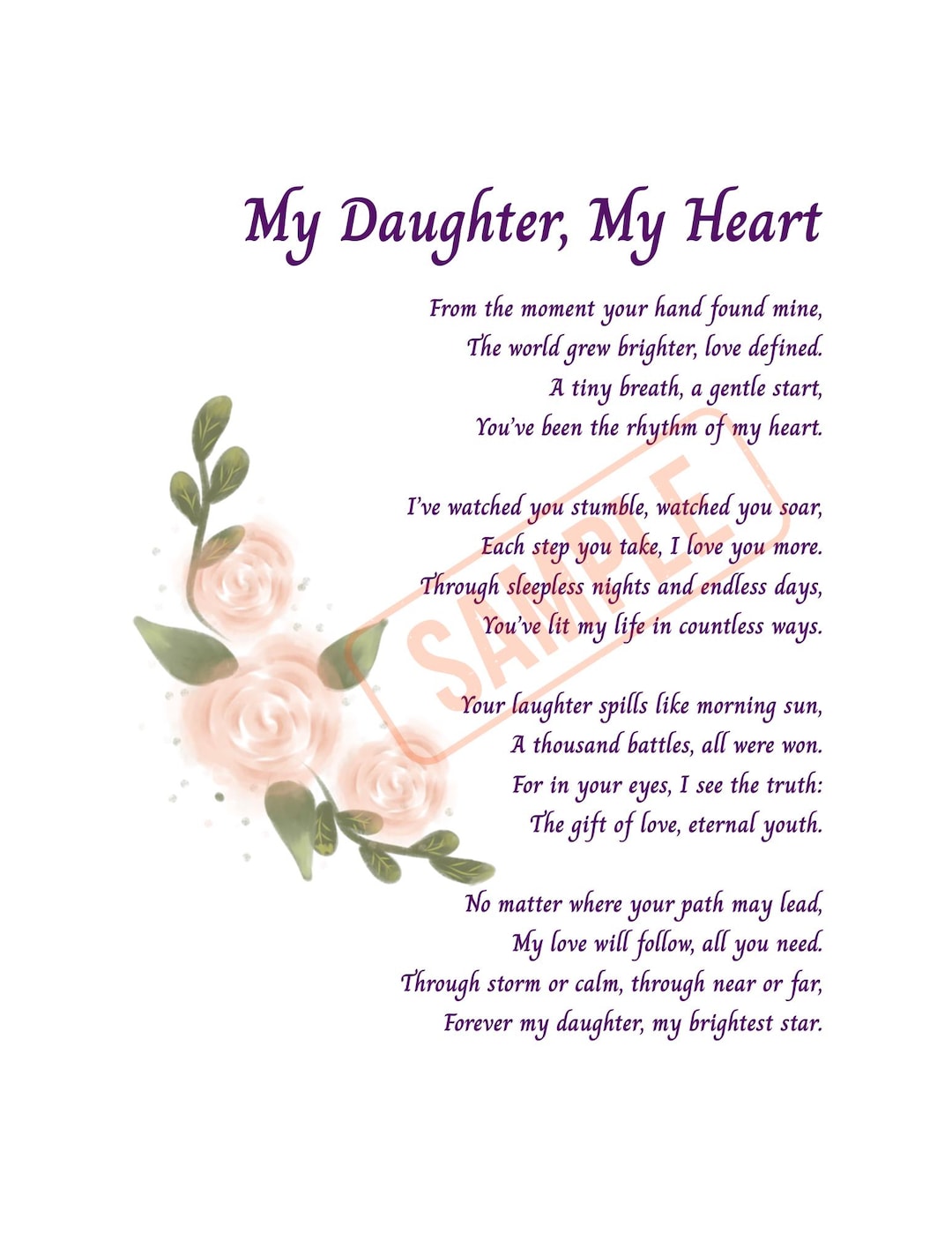 Daughter Poem Print, Heartfelt Keepsake Gift (PDF) - Etsy