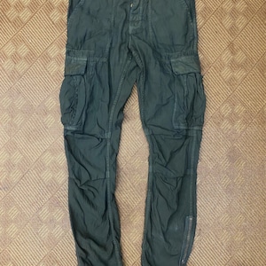 Japanse Rags-cargobroek: vervaagd olijfgroen, meerdere zakken, tactische Gorpcore Streetwear