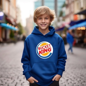 Bucket King Graphic Hoodie, Basketball Gift Ideas, Trending youth hoodies, Youth hoodies, Graphice hoodie, Youth don&#39;t have Strings!
