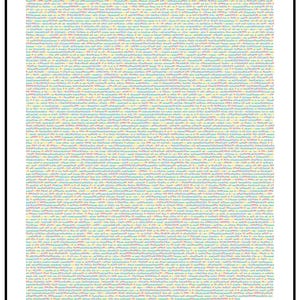 May include: A detailed scientific diagram displays the complete genome sequence of the Ebola virus disease (EVD). The text includes the percentages of Adenine, Cytosine, Guanine, and Thymine. The isolate is Ebola Virus - Mayinga, Zaire, 1976.