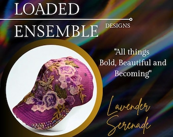Butterfly and Floral Theme Faith Inspired Trucker Hat: Purple, White, Gold