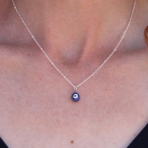 Dainty evil eye necklace, silver evil eye necklace, protection necklace, tiny evil eye, nazar necklace, blue evil eye pendant