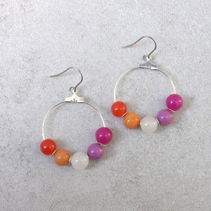 Lesbian pride earrings, wlw earrings for subtle pride in the colors of the lesbian flag, hoop earrings