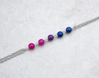 Bisexual necklace pride choker, subtle pride and queer jewelry, gifts for LGBTQ people