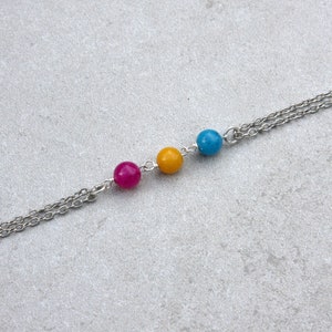 Pansexual choker necklace, pan pride in the colors of the pansexual pride flag, subtle pride jewelry for pride month and beyond