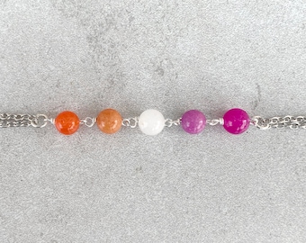 Lesbian necklace in the colors of the lesbian pride flag, choker necklace for pride month or everyday wear, subtle lesbian pride