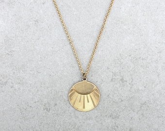 Golden sun medallion necklace, sun necklace for men or women, sun protection medallion