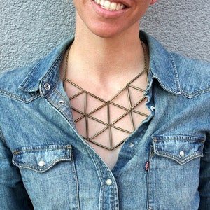 Geometric bib necklace, statement armor necklace, triangle bib necklace, unique necklace