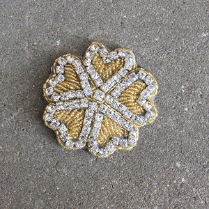 Rhinestone flower barrette in silver and gold finishes image 5