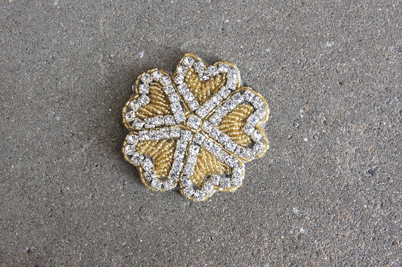 Rhinestone flower barrette in silver and gold finishes image 5