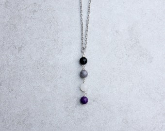 Asexual pendant necklace, asexual pride y necklace, ace pride jewelry, asexual crystal necklace