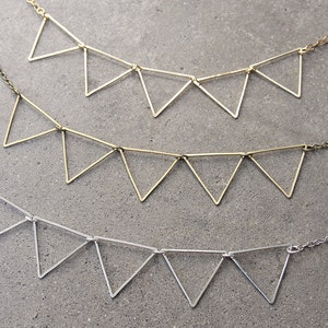 Party bunting necklace, unique pennant necklace in multiple finishes, unique geometric necklace