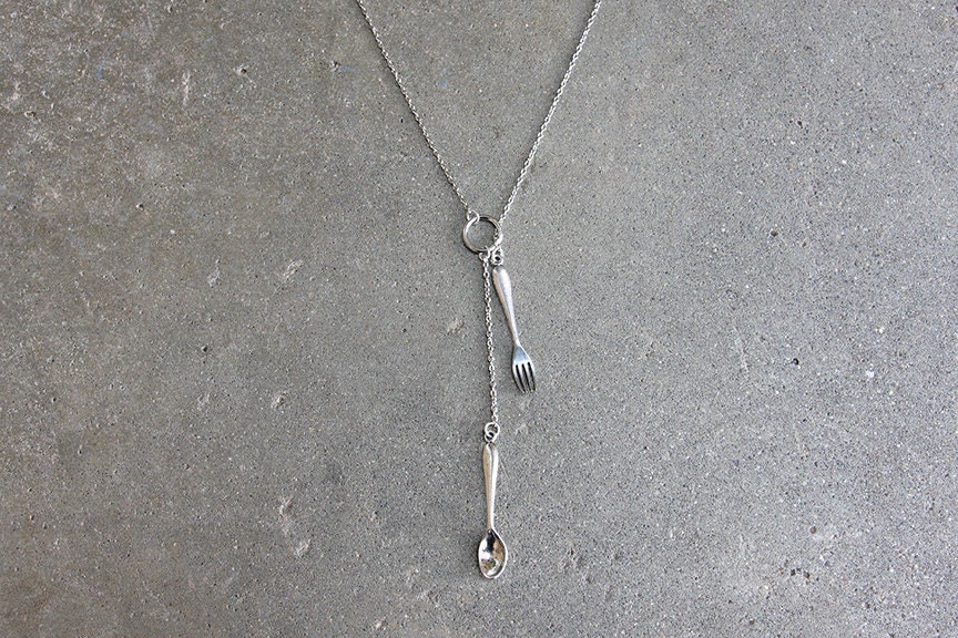 Fork and Spoon Necklace Lariat Style Chef Necklace or a Spoon Etsy