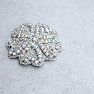 Rhinestone flower barrette in silver and gold finishes image 8