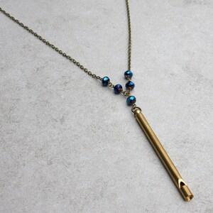 Solid brass whistle necklace, safety whistle necklace, explorer necklace image 3