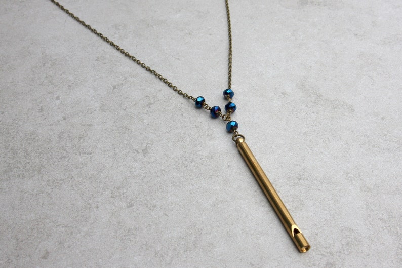 Solid brass whistle necklace, safety whistle necklace, explorer necklace image 3