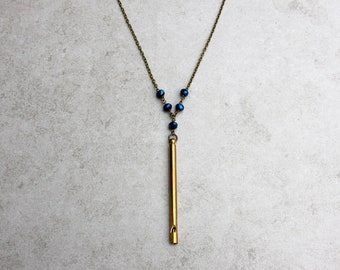 Solid brass whistle necklace, safety whistle necklace, explorer necklace