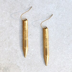 Brass pencil earrings, lightweight earrings and a great gift for teacher or gift for artist, art teacher gift zdjęcie 2