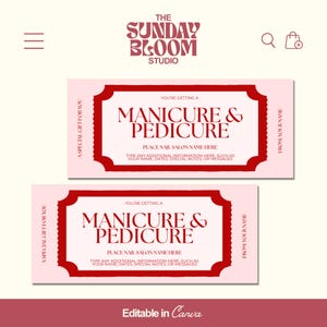 Manicure Pedicure Gift Voucher, Mani Pedi Gift Voucher, Nail Salon Gift Card, Spa Gift Certificate, Gift Ideas For Her, Editable in Canva