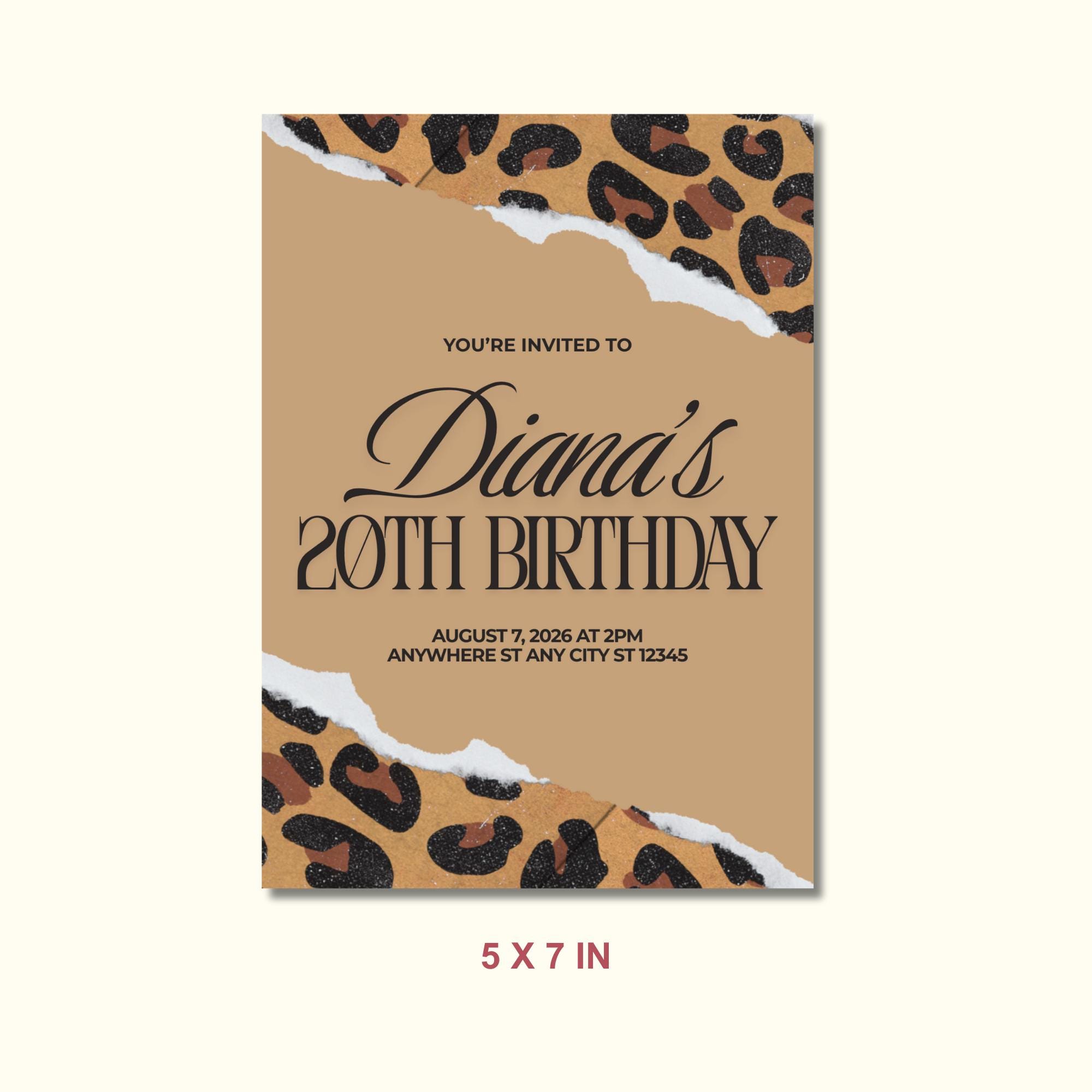 Leopard Print Birthday Invitation, Cheetah Print Birthday Invitation ...