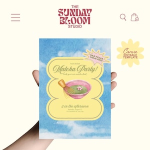 Matcha Heaven Birthday Party, Matcha Birthday Invitation, Matcha Party Invite, Matcha Lover Invite, Teen Birthday Party, Editable in Canva