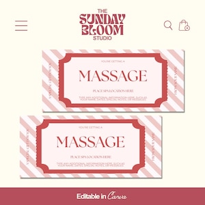 Massage Gift Voucher, Spa Day Gift Voucher, Massage Gift Certificate, Massage Gift Card, Spa Gift Card, Gift Ideas, Editable in Canva