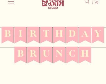 Pastel Birthday Brunch Banner, Brunch Banner, Brunch Party Banner, Brunch Birthday Banner, Minimalist Banner, Printable, Download & Print