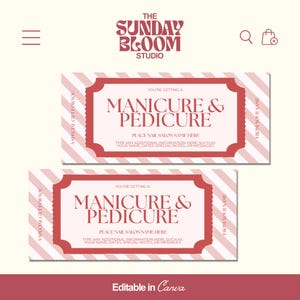 Manicure Pedicure Gift Voucher, Mani Pedi Gift Voucher, Nail Salon Gift Card, Spa Gift Certificate, Gift Ideas For Her, Editable in Canva
