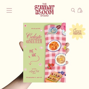 Picnic Birthday Party, Picnic Birthday Invitation, Picnic Party Invite, Picnic Invite, Summer Invite, Teen Birthday Party, Editable in Canva