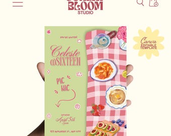 Picnic Birthday Party, Picnic Birthday Invitation, Picnic Party Invite, Picnic Invite, Summer Invite, Teen Birthday Party, Editable in Canva
